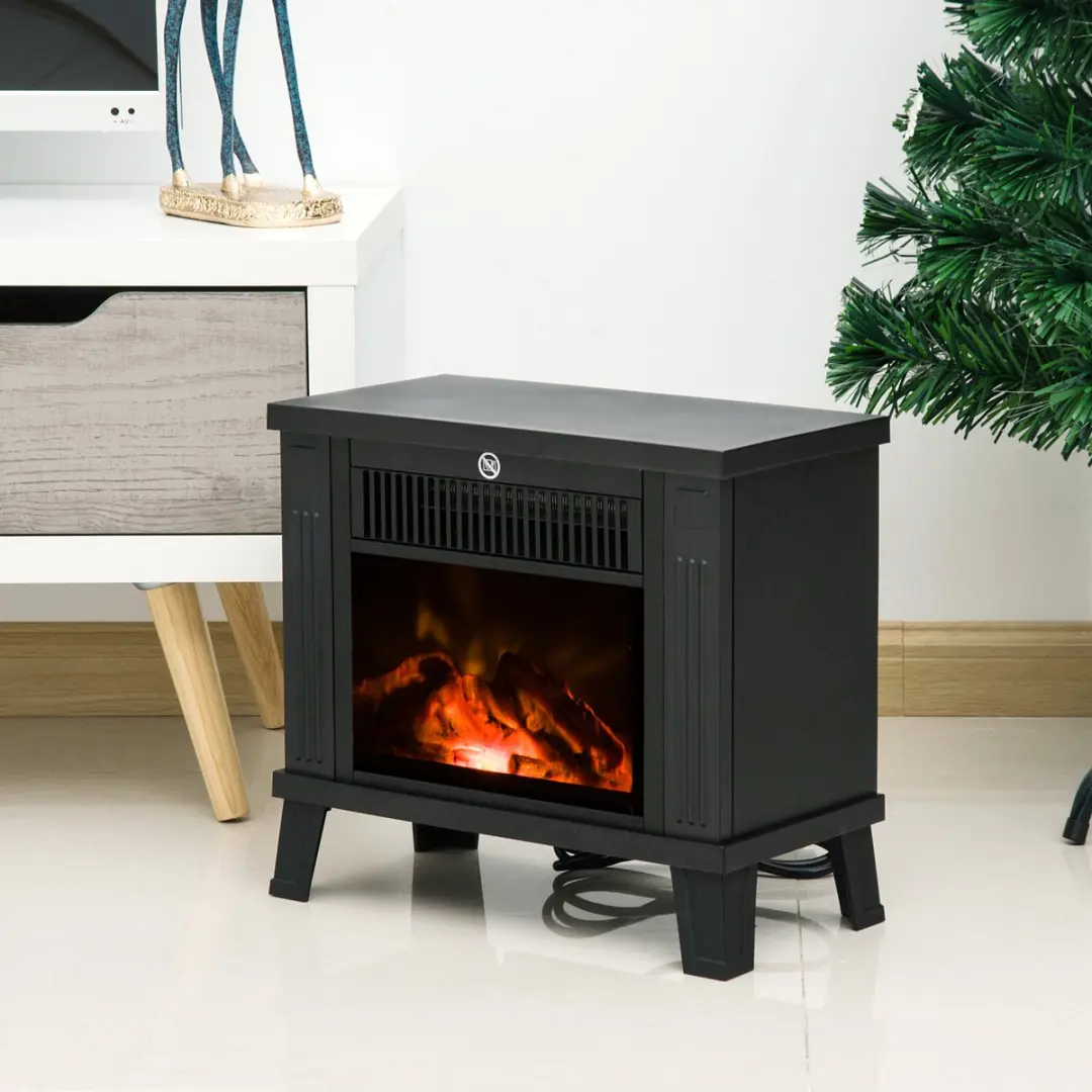 Homcom Metall Kaminofen 1200W - 2 standen - 34x17x31cm - Zwart - afbeelding 5 van 6