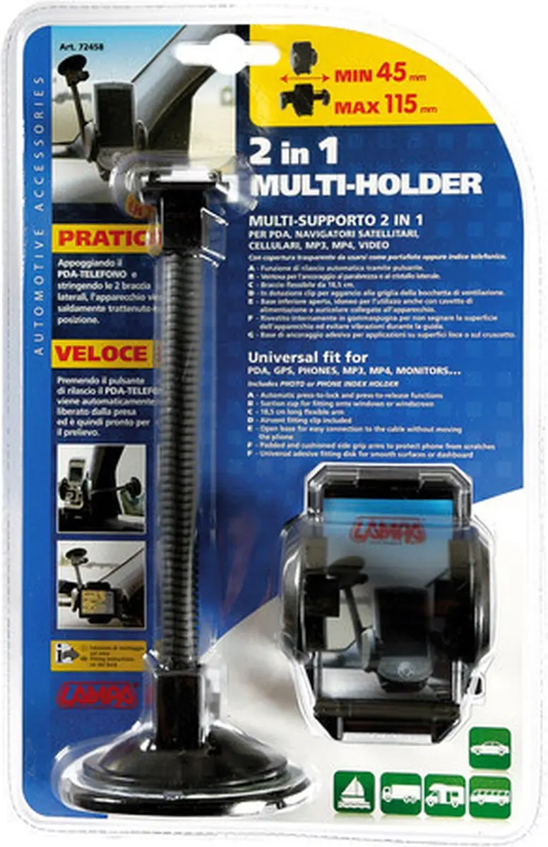 Lampa Multi-holder 42.72458 Telefoonhouder Auto Zuignap - 45-115mm - Zwart