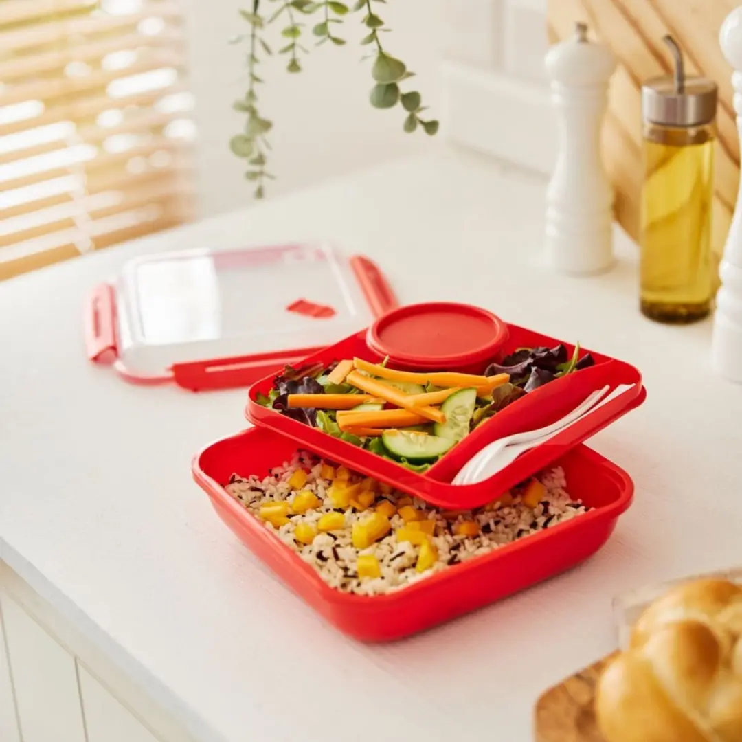 Rotho Memory Lunchbox Magnetron To Go 1.1L - Rood - afbeelding 3 van 3