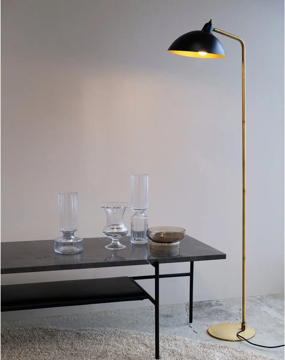 Dyberg Larsen Futura Vloerlamp 145cm - 25W - Zwart/Goud