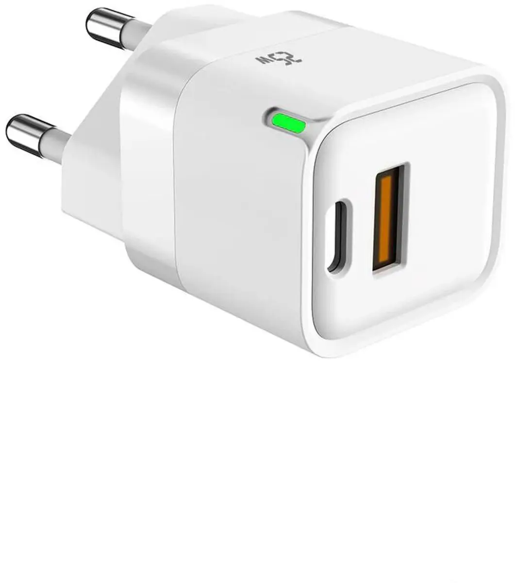 GB Mini Snellader 25W USB-C/A - Zilver