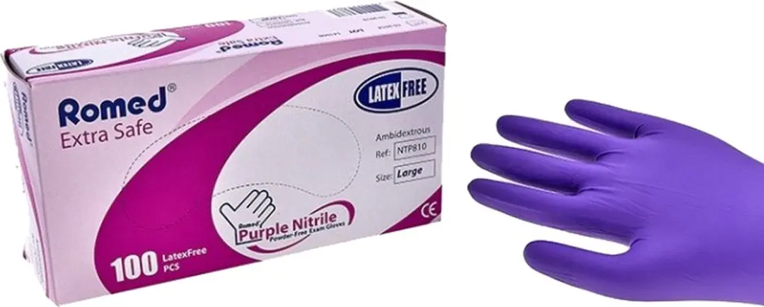 Romed Nitril Handschoenen Heavy Duty - Paars XS - 100 Stuks