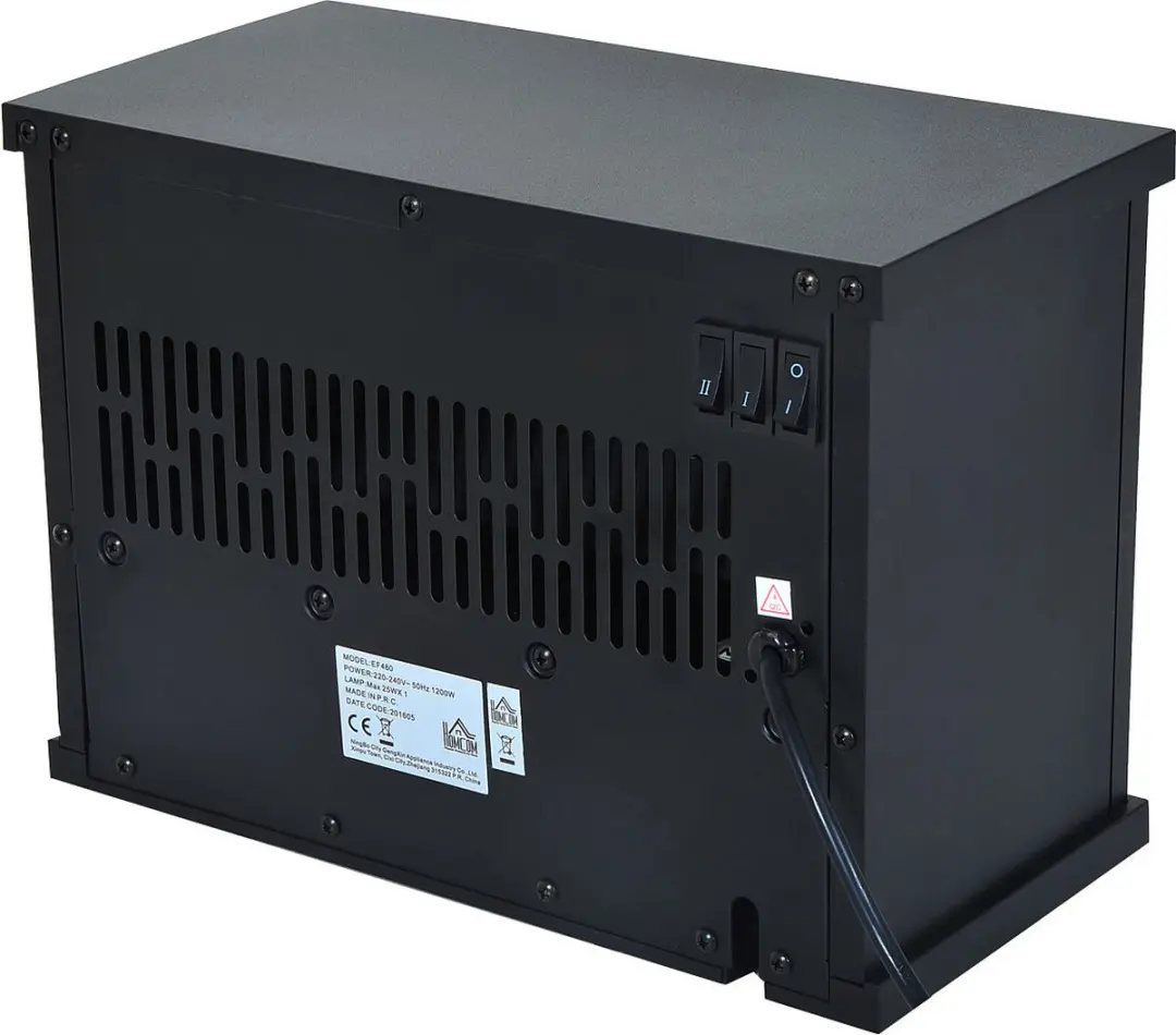 Homcom Elektrische Kachel 1200W - Vlameffect - Zwart - afbeelding 6 van 6