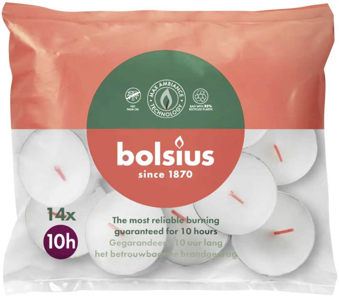 Bolsius Theelichten Wit 14 Stuks