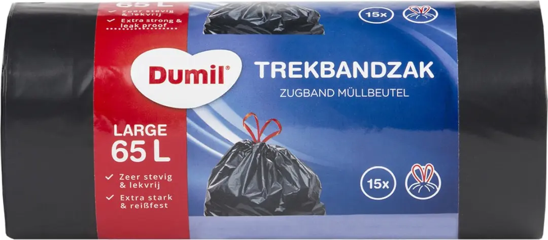Dumil Afvalzakken 65L - 15 Stuks - Wit