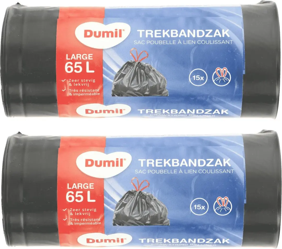 Dumil Afvalzakken 65L - 15 Stuks - Wit