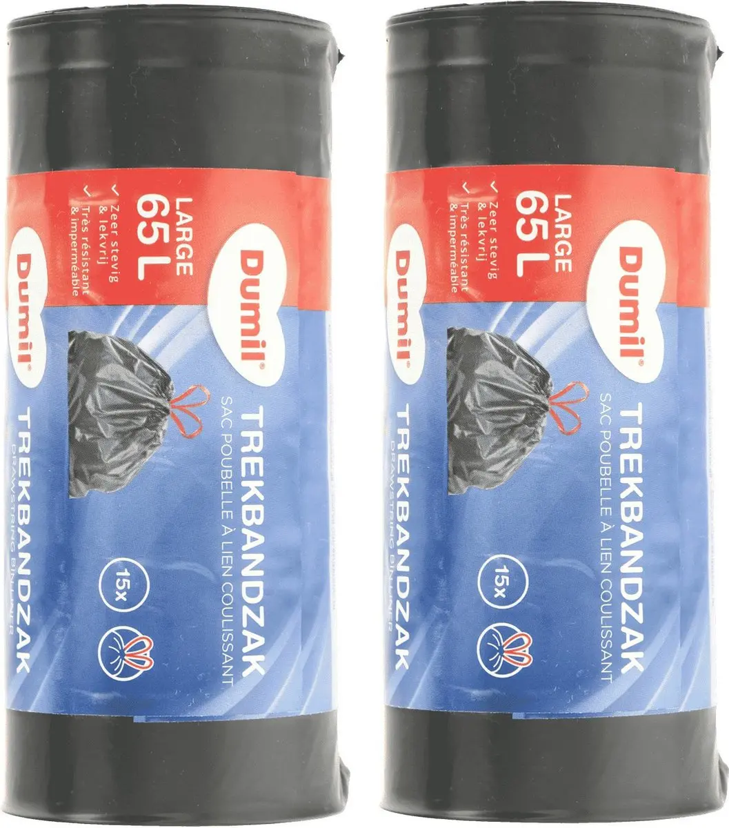Dumil Afvalzakken 65L - 15 Stuks - Wit