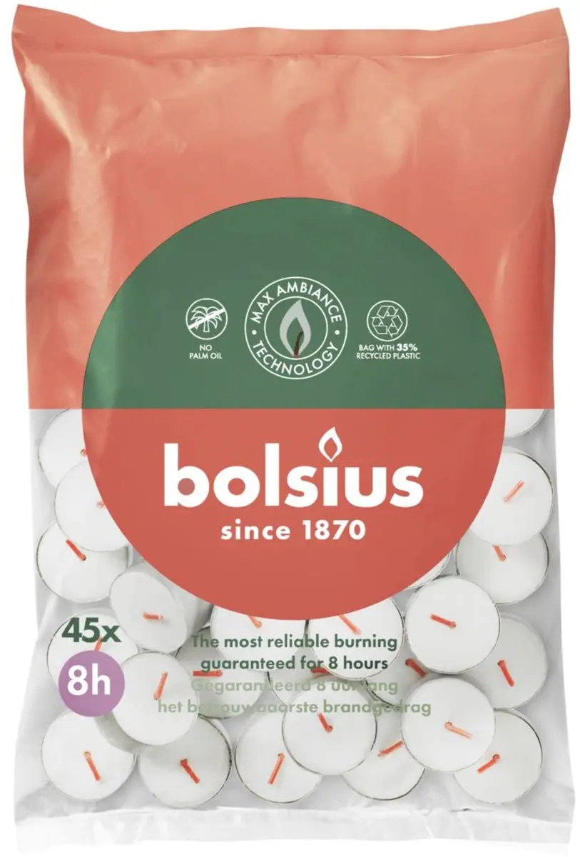 Bolsius Theelichten Wit 45 Stuks