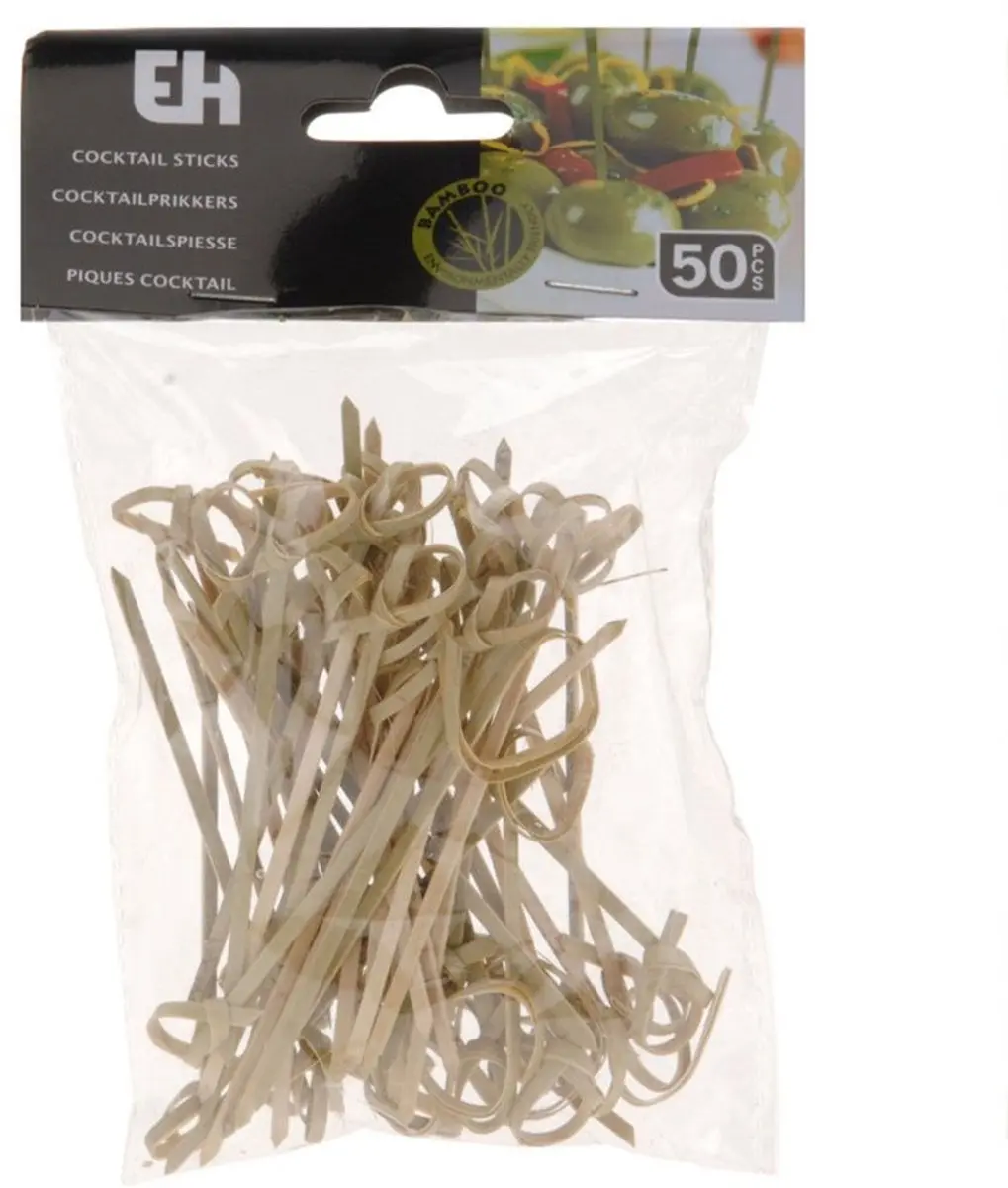 Excellent Houseware Bamboe Cocktailprikkers 9cm - 50 Stuks