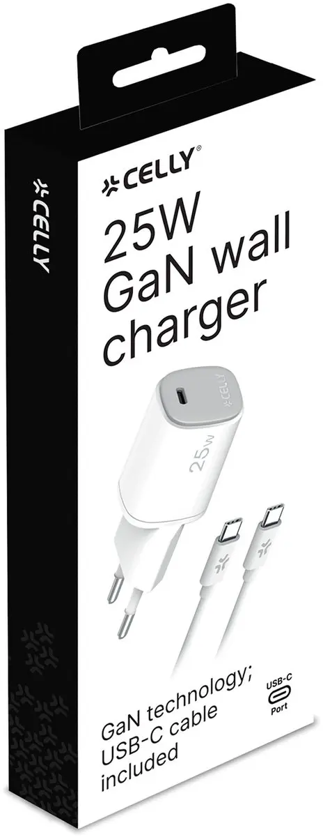 Celly Thuislader UPTC1USBC25WCTC 25W - USB-C Kabel - Wit