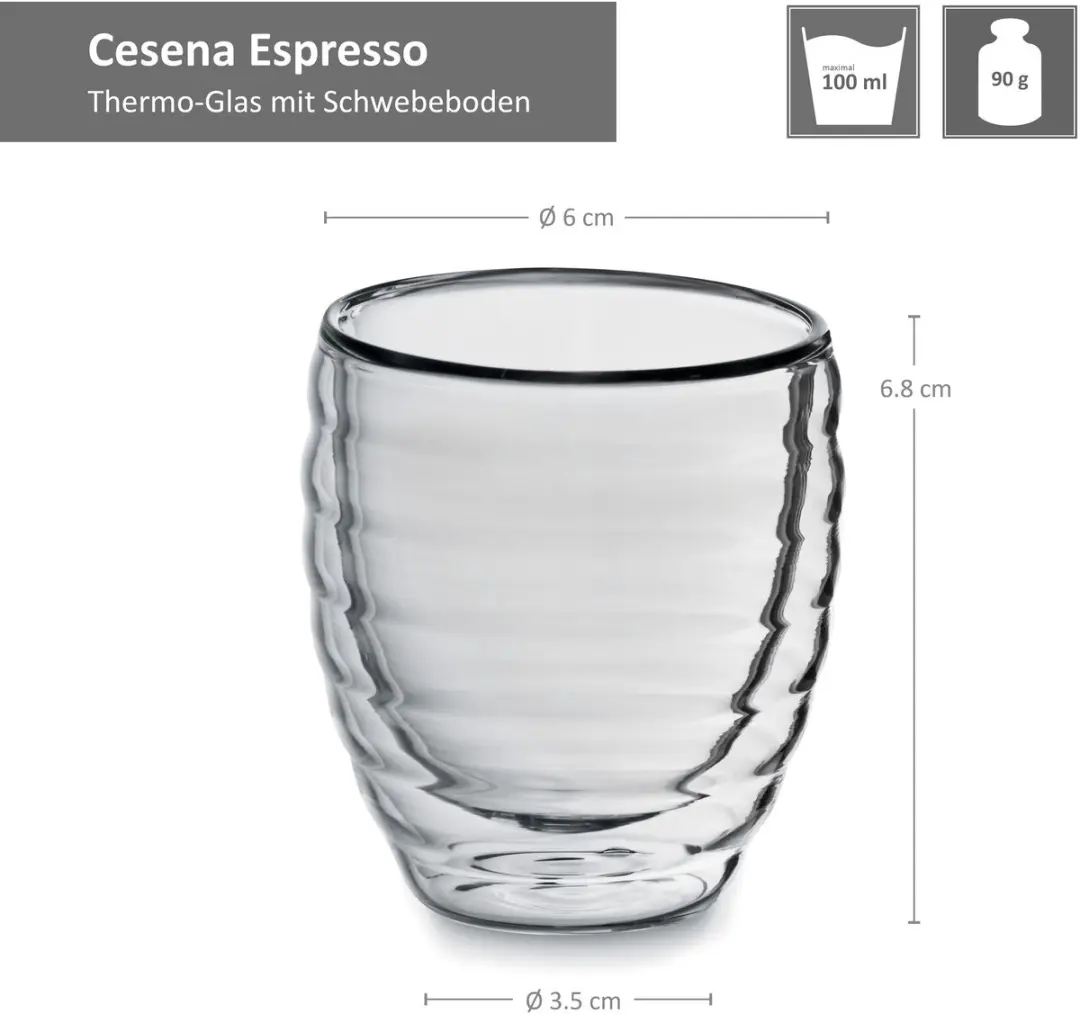 Kela Espressoglas Set 2 Stuks - 6cm Ø - 0,08L