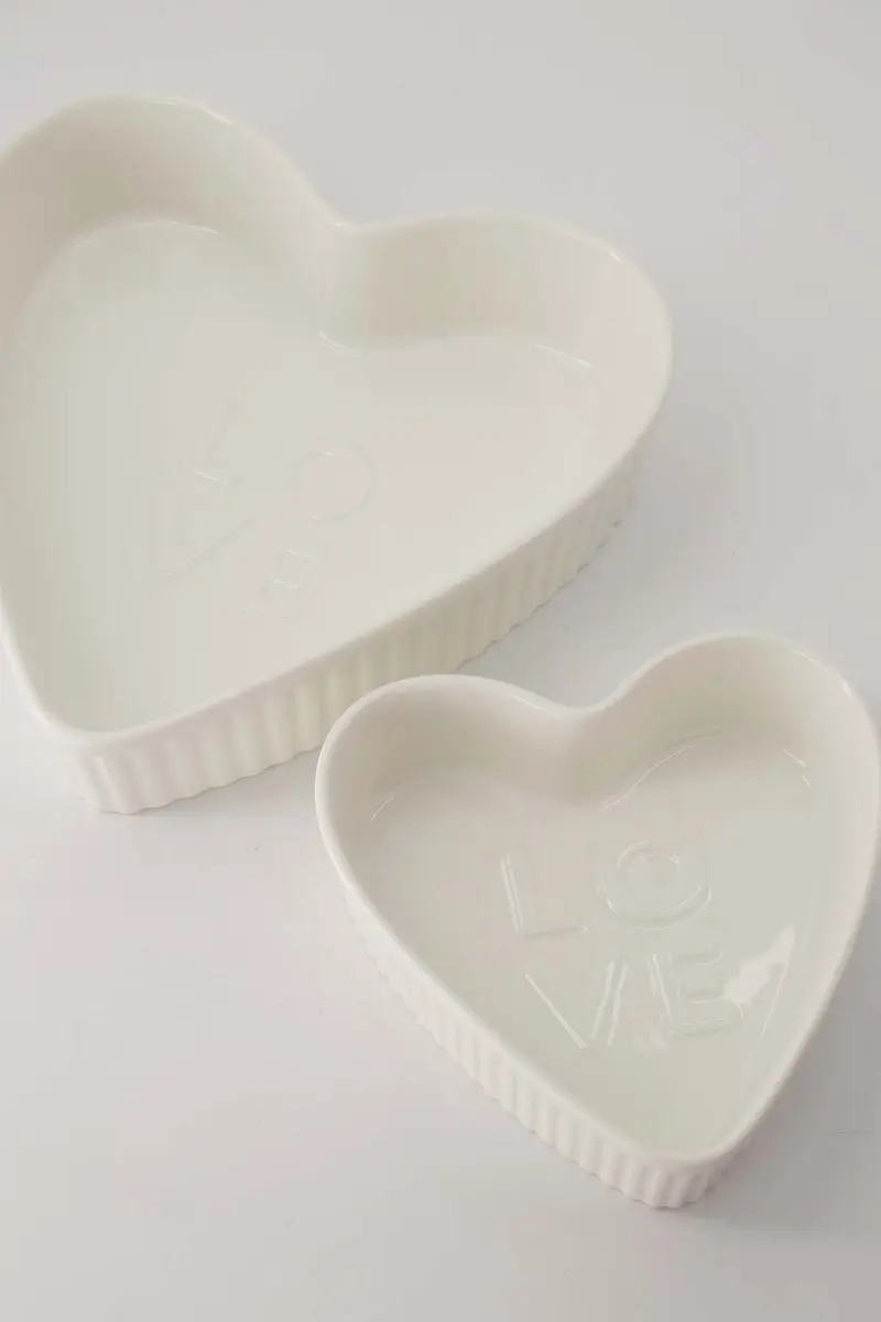 Zusss Ovenschaal Keramiek Hartvorm Love Groot Wit - 225ml