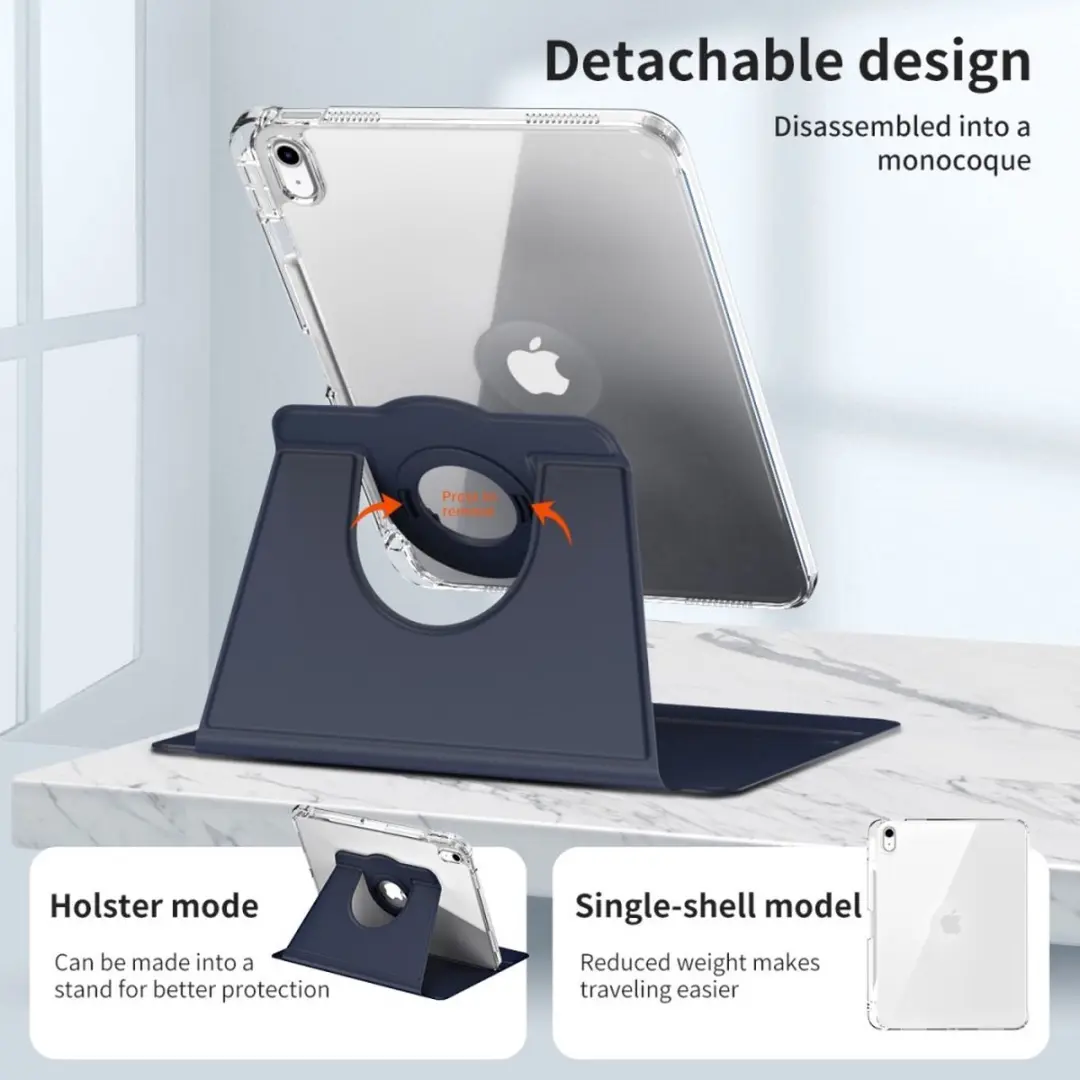 Dux Ducis iPad 10.9 (2022) Tablethoes Blauw - 360° Rotating Folio