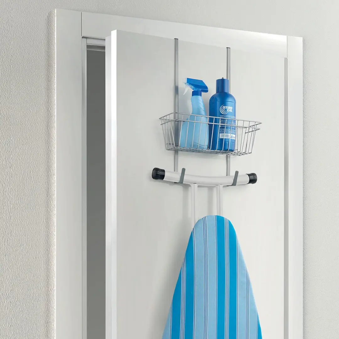 Metaltex Strijkplankhouder 28x15x49cm - 2 Legplanken - Zilver