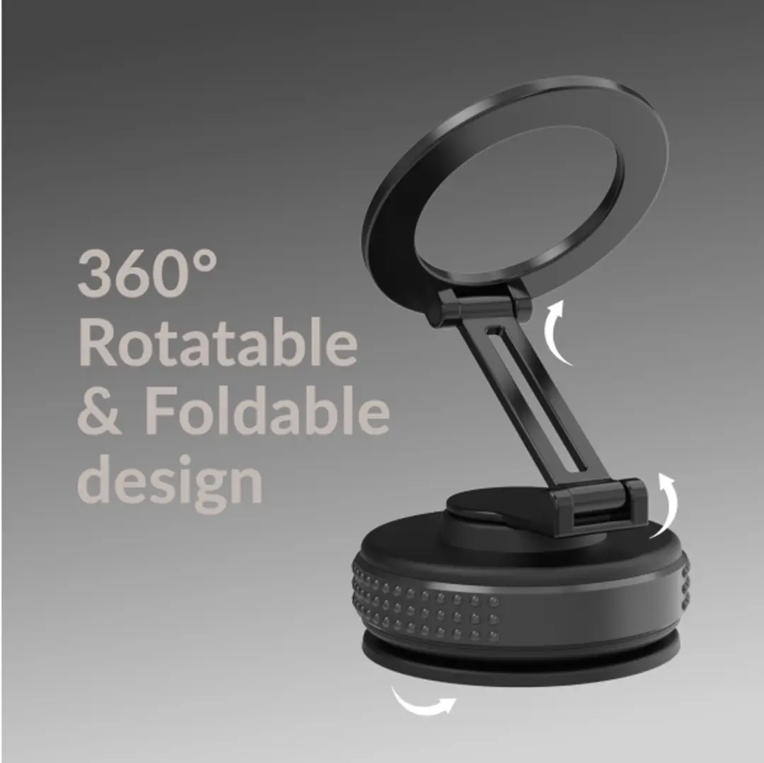 Mobilize MagSafe Universele Telefoonhouder - 360° Draaibaar & Opvouwbaar - Zuignap - Zwart
