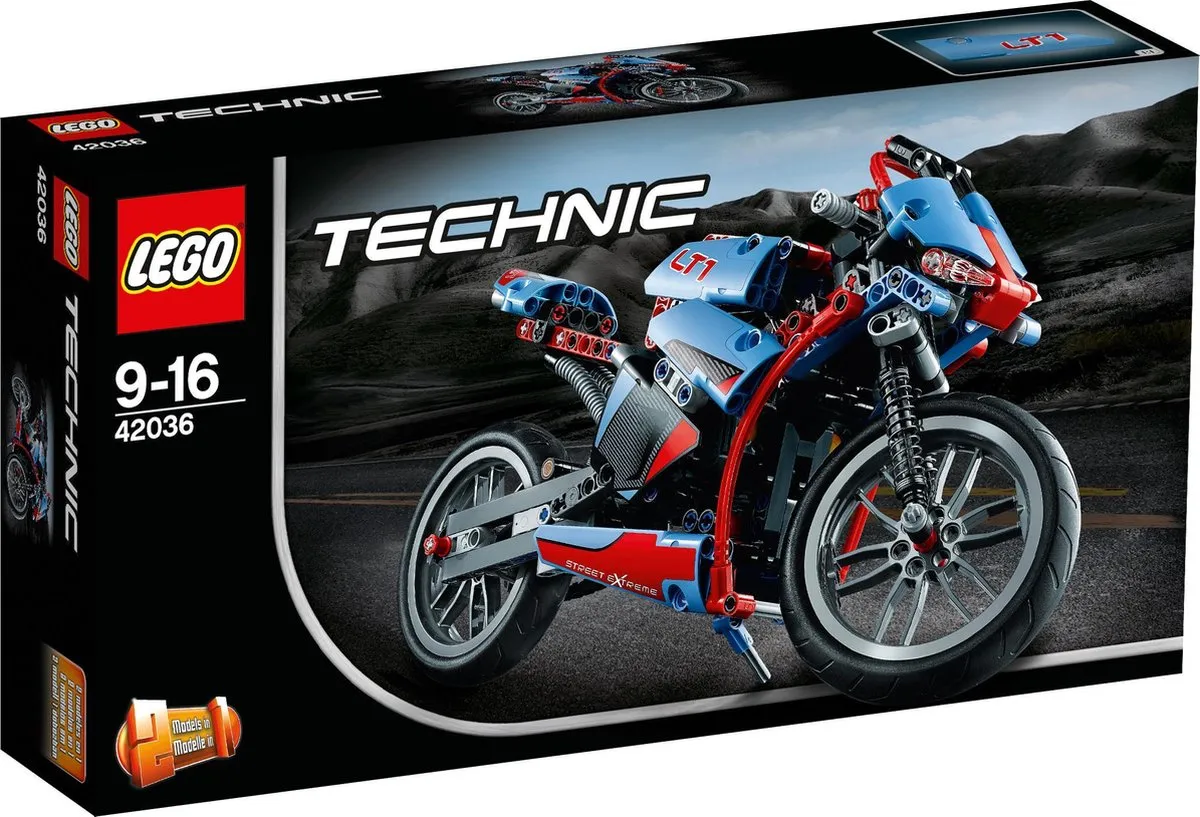 LEGO Technic Straatmotor 42036 - 375 Stukken - Blauw/Rood/Multicolor
