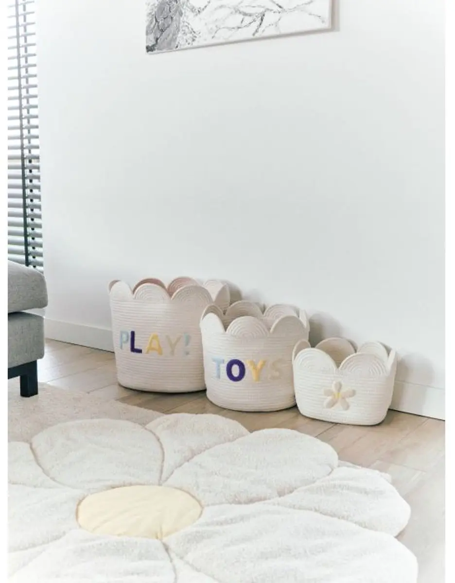 Childhome Flower Collection Opbergmand 30x30cm - Wit