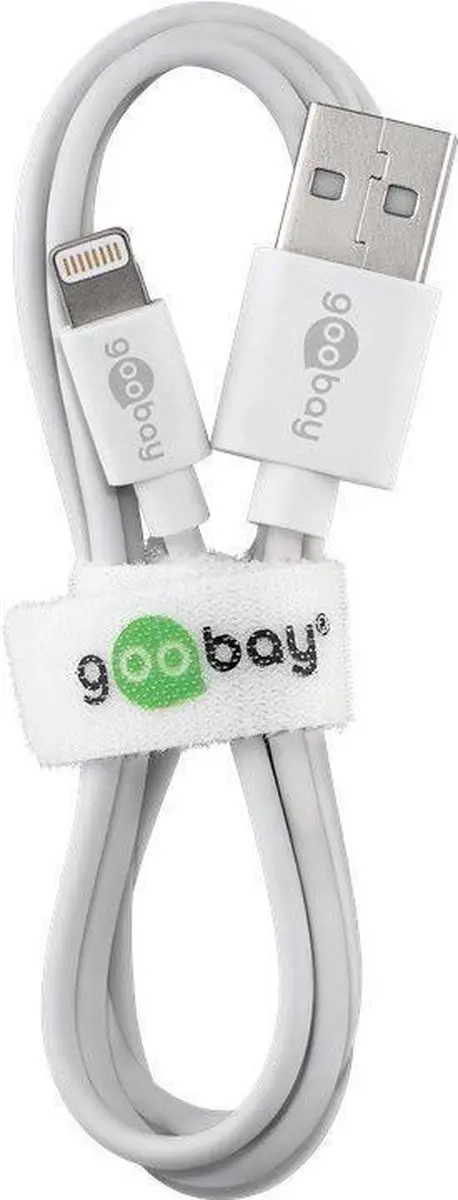 Goobay USB-A Thuislader 2 Poorten 2,4A - 8-pins Lightning Kabel 1m - Wit