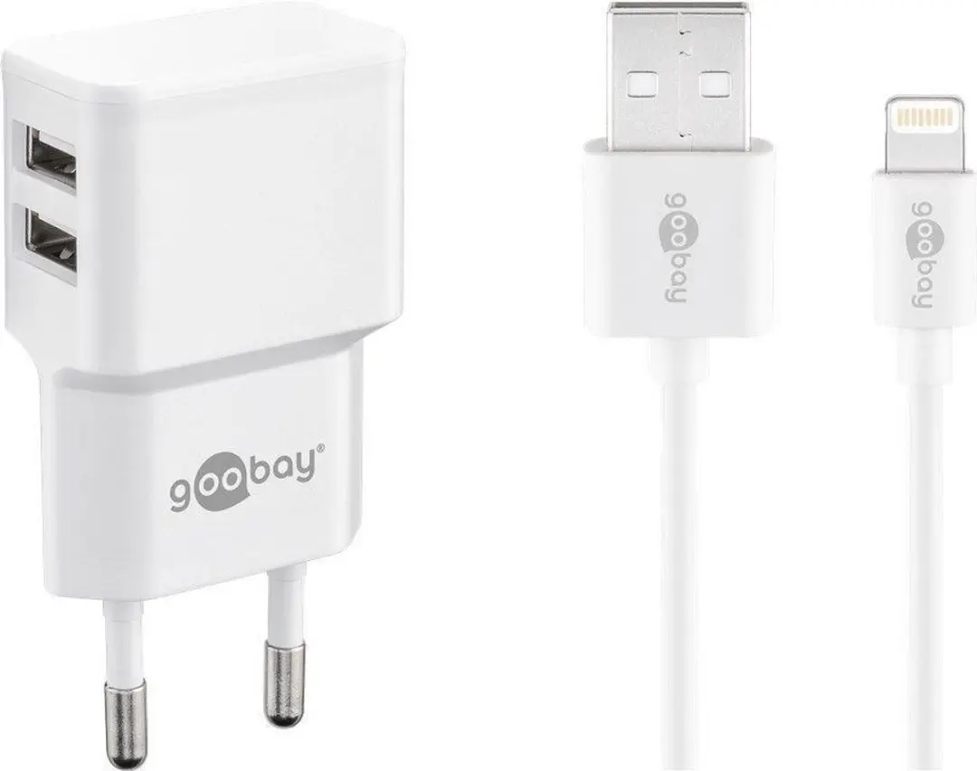 Goobay USB-A Thuislader 2 Poorten 2,4A