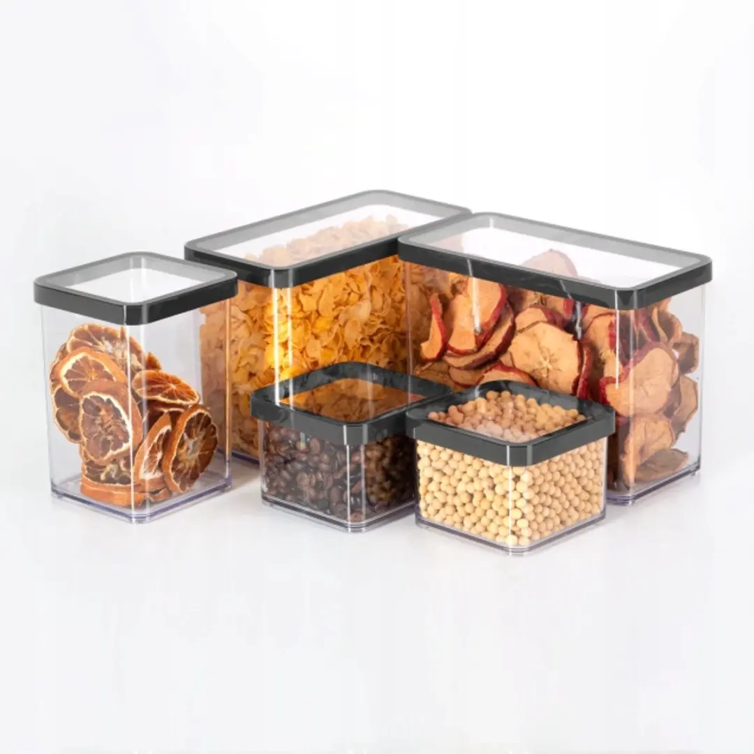 Rotho Loft Keukenopbergdoos 0,5L - Zwart/Transparant