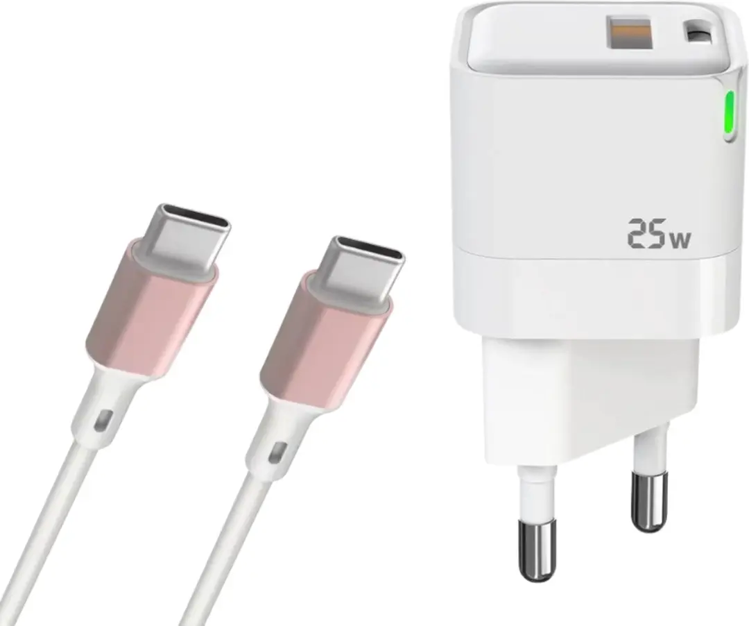 GB Mini Snellader 25W USB-C/A - Roze