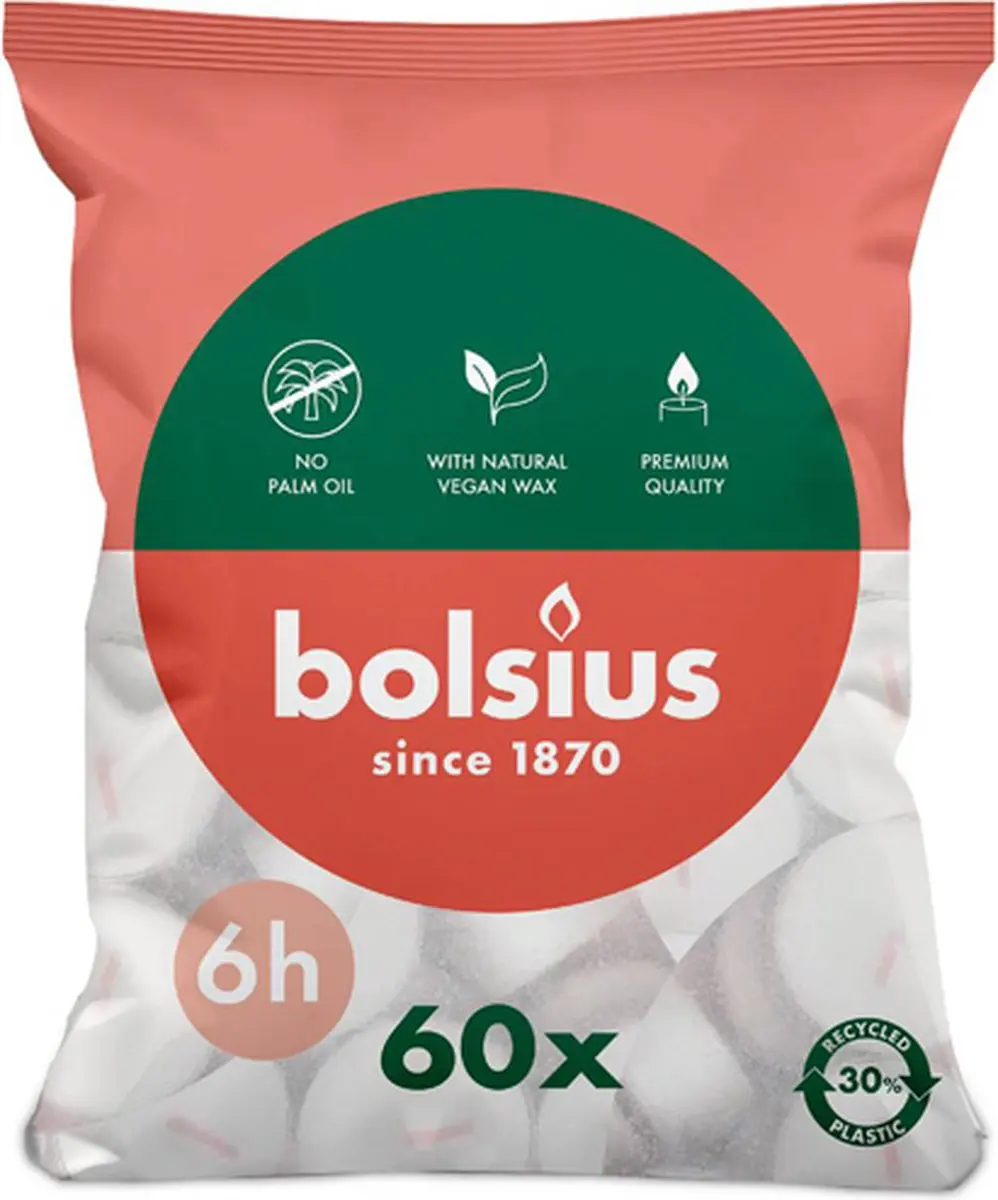 Bolsius Theelichten Wit - 60 Stuks - afbeelding 6 van 6