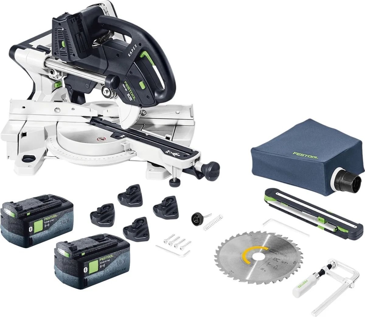 Festool KAPEX KSC 60 EB-Basic accu afkortzaag 18 V / 36 V 216 mm borstelloos + 2x accu 5,0 Ah - zonder oplader