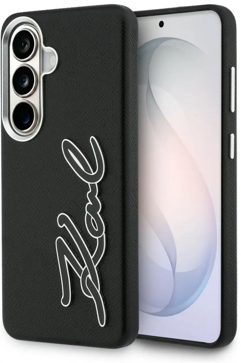 Karl Lagerfeld Grained Signature Metal Resin Logo Hoesje Samsung Galaxy S26