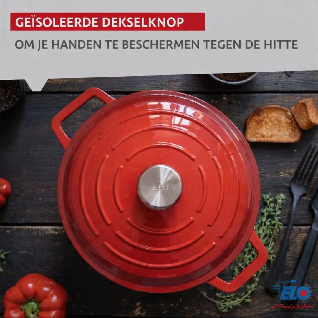 Fackelmann Elo Ovale Braadpan 33cm - 4,9L - Kersenrood - afbeelding 6 van 6