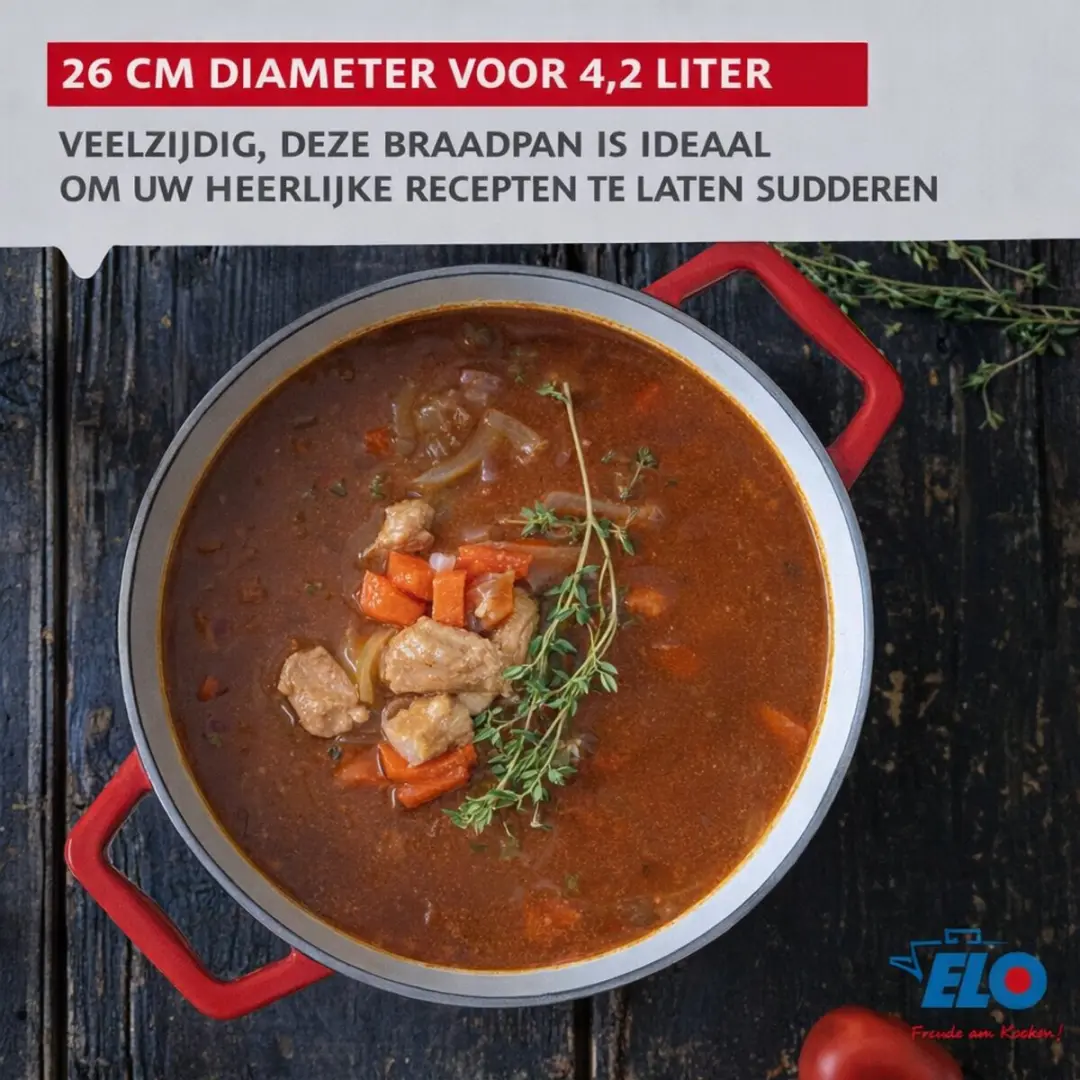 Fackelmann Elo Ovale Braadpan 33cm - 4,9L - Kersenrood