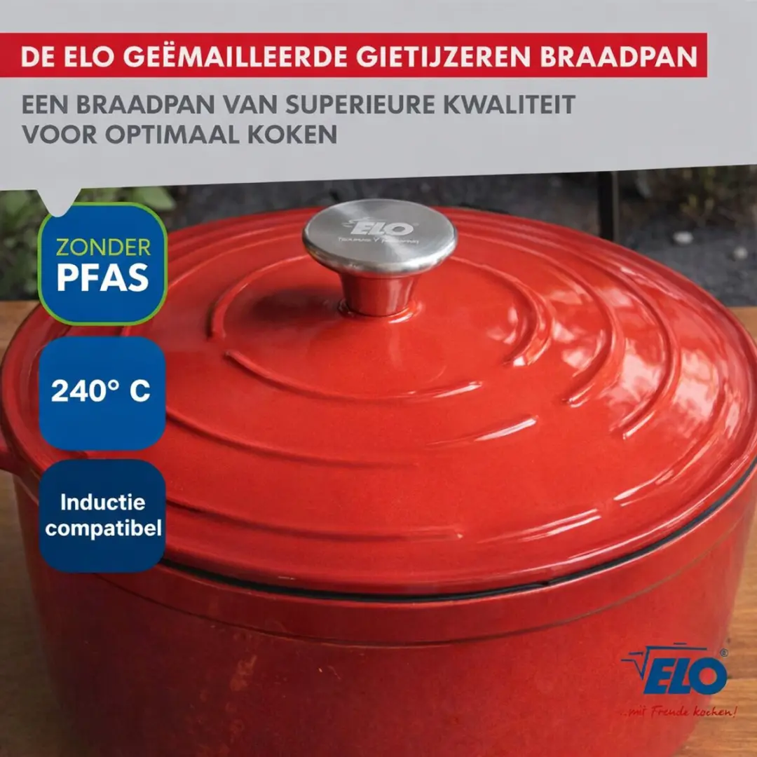 Fackelmann Elo Ovale Braadpan 33cm - 4,9L - Kersenrood