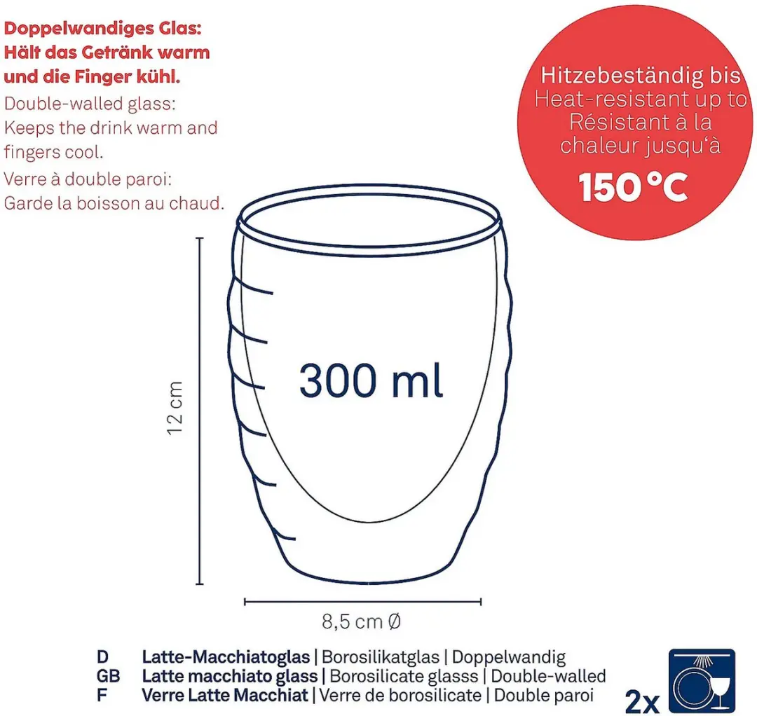 Kela Latte-Macchiatoglas Set 2 Stuks - 0,3L