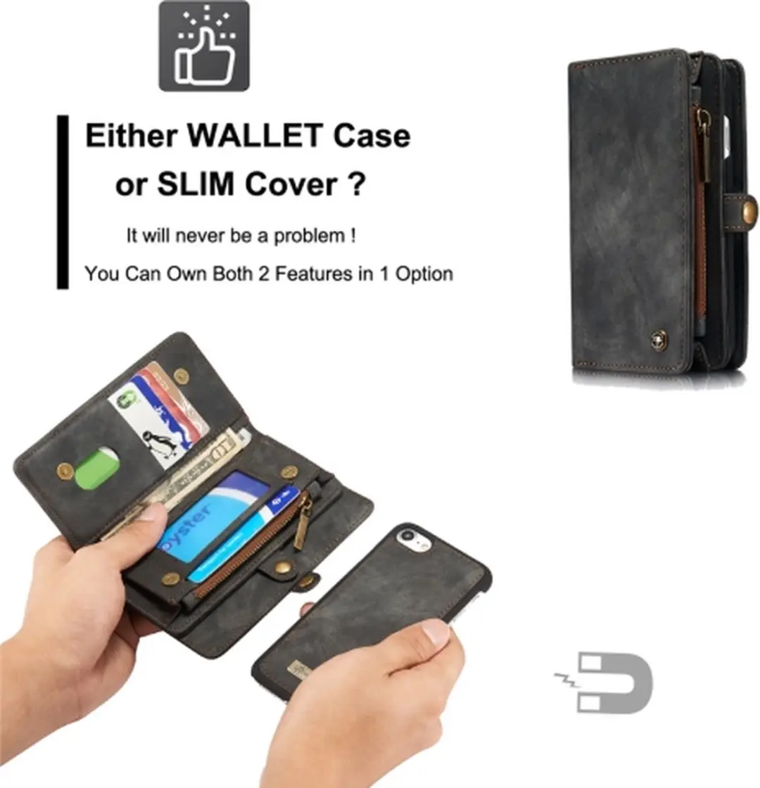 Caseme CSM-3202 iPhone 7/8 Portemonnee Hoesje - Zwart