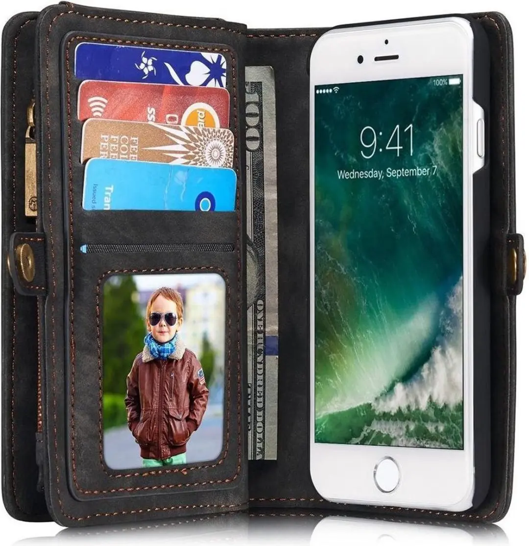 Caseme CSM-3202 iPhone 7/8 Portemonnee Hoesje - Zwart