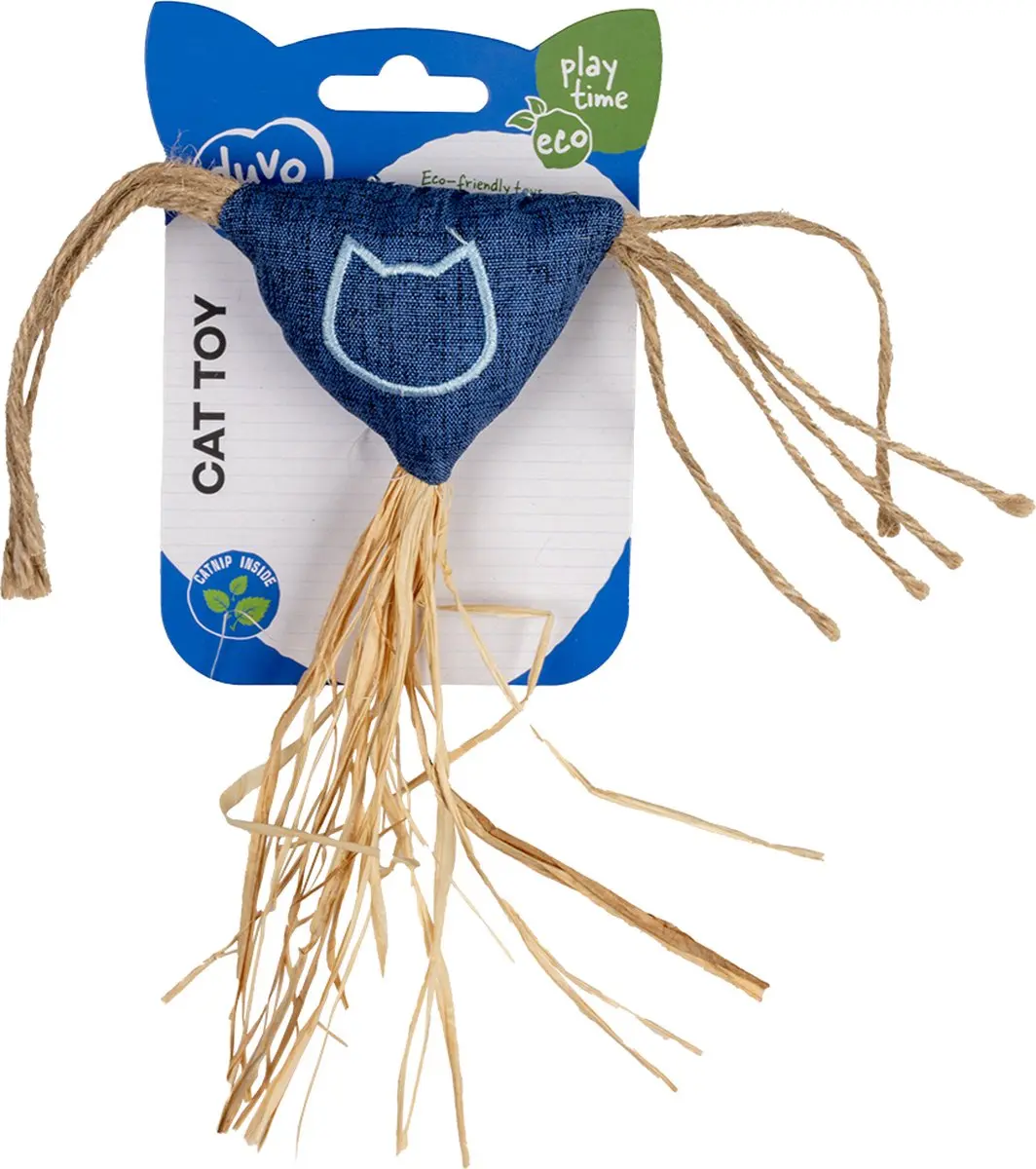 Duvo Eco Navy Triangel & Catnip Kattenspeelgoed - 3x18x20cm