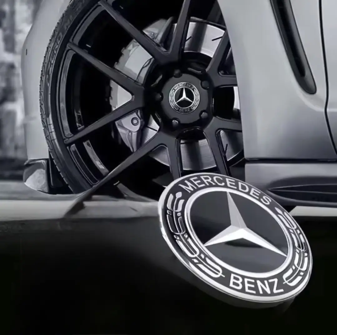 Mercedes-Benz Wielnaafdoppen 75mm - Set van 4 - Zilver/Zwart