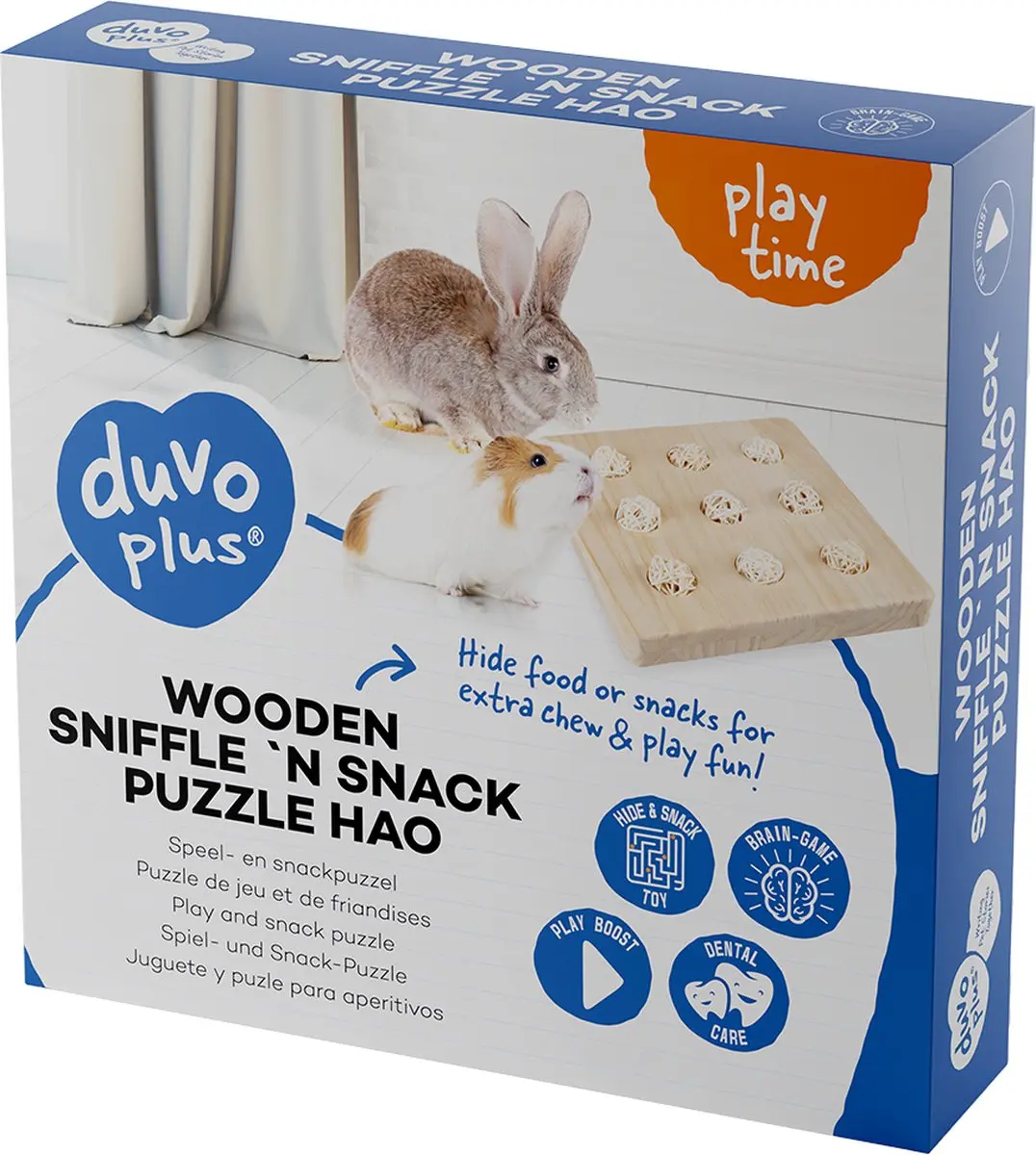 Duvo Houten Sniffle 'n Snack Puzzle Hao Knaagdier - 19,7x19,7x2,5cm - Beige