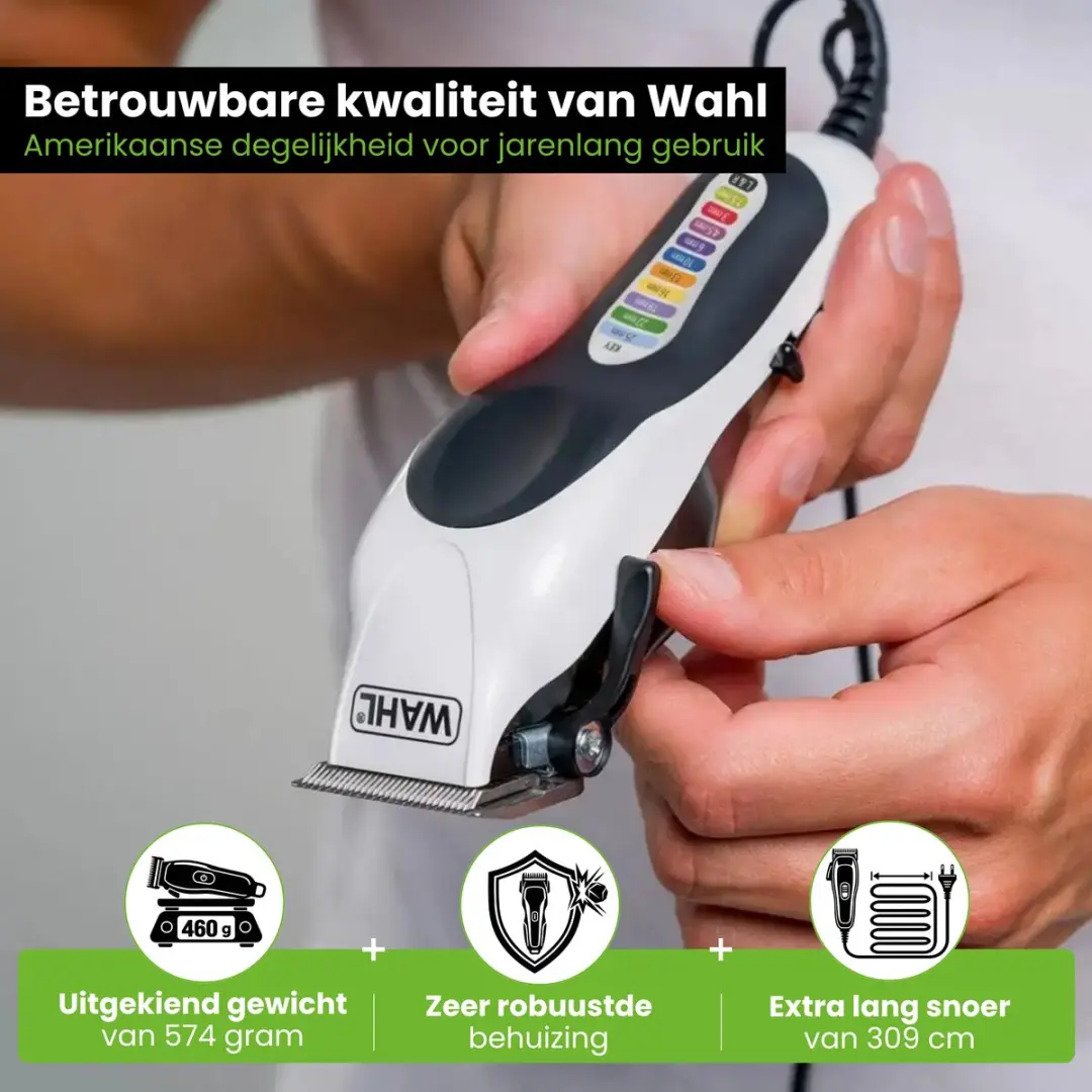 Wahl WA79300-1616 Tondeuse Mannen - 9 Opzetkammen - 40% Sneller