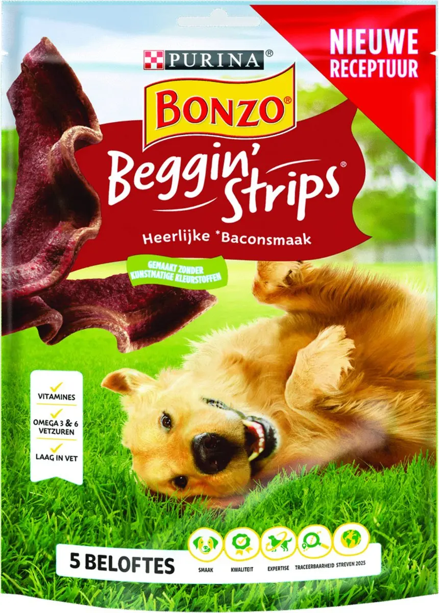 Bonzo Beggin' Strips Bacon Hondensnacks 120g