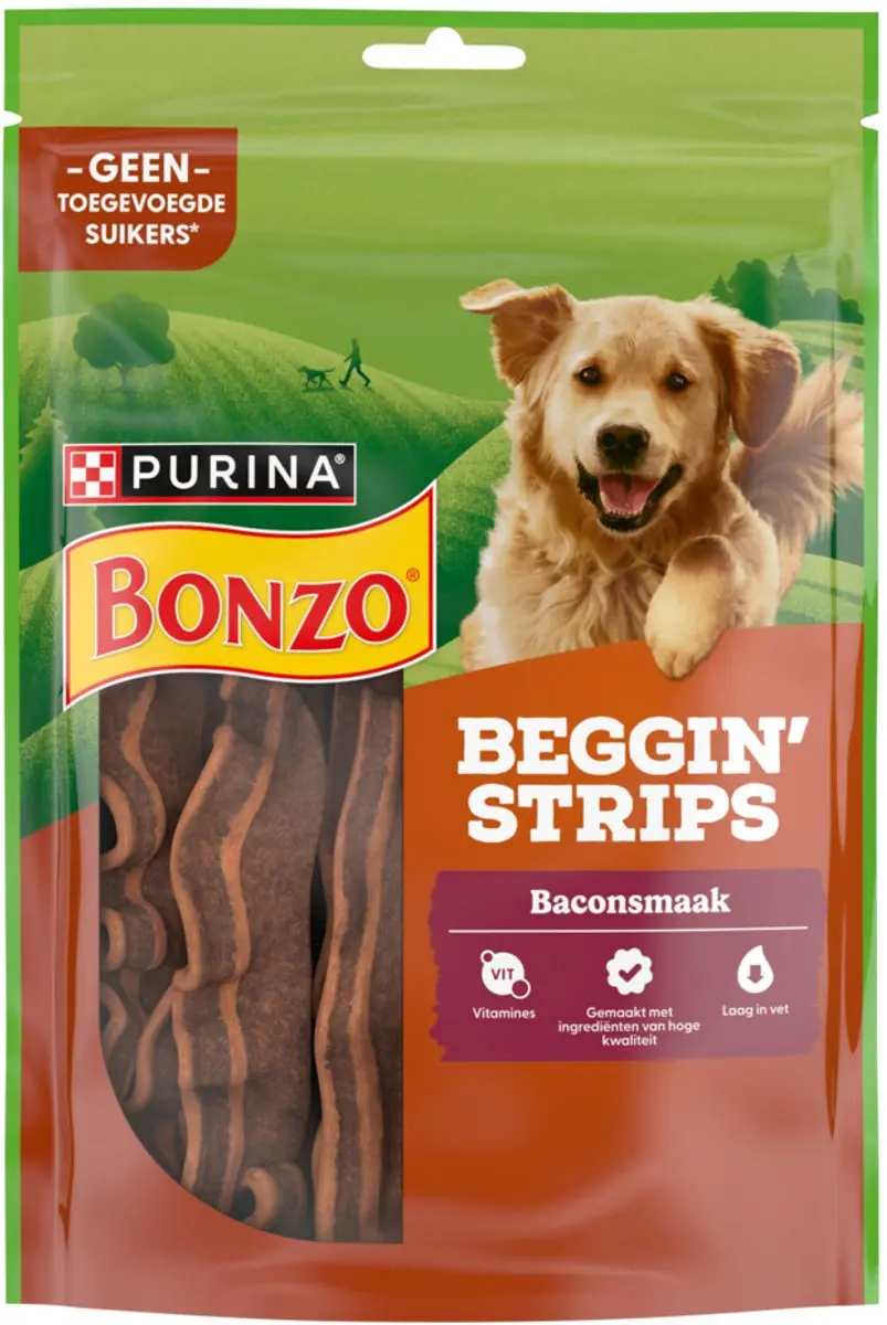 Bonzo Beggin' Strips Bacon Hondensnacks 120g