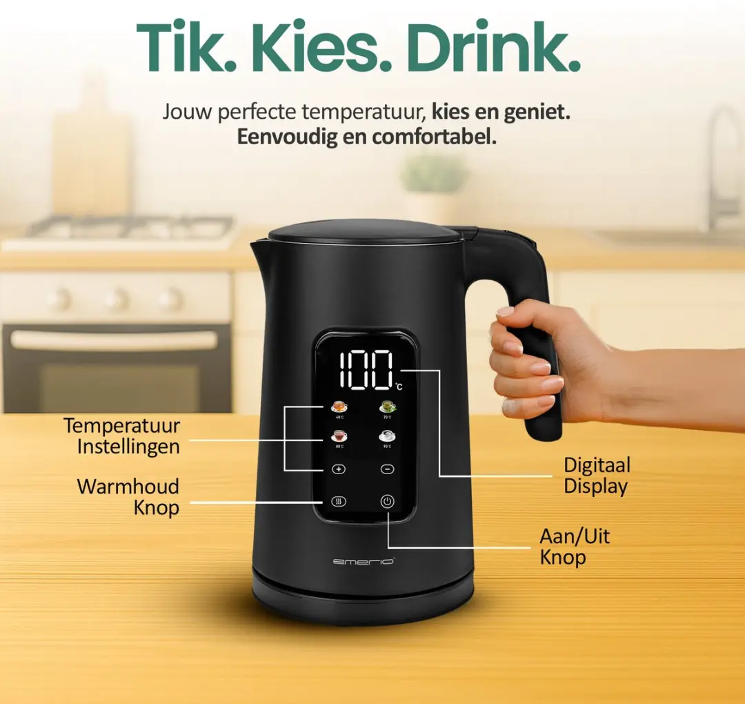 Emerio Waterkoker WK-132229 1.7L - 2200W - Zwart