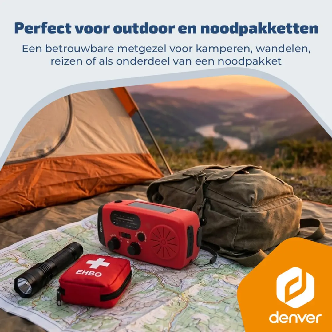 Denver SCR2007 Noodradio - Powerbank - Zonne-energie - Rood