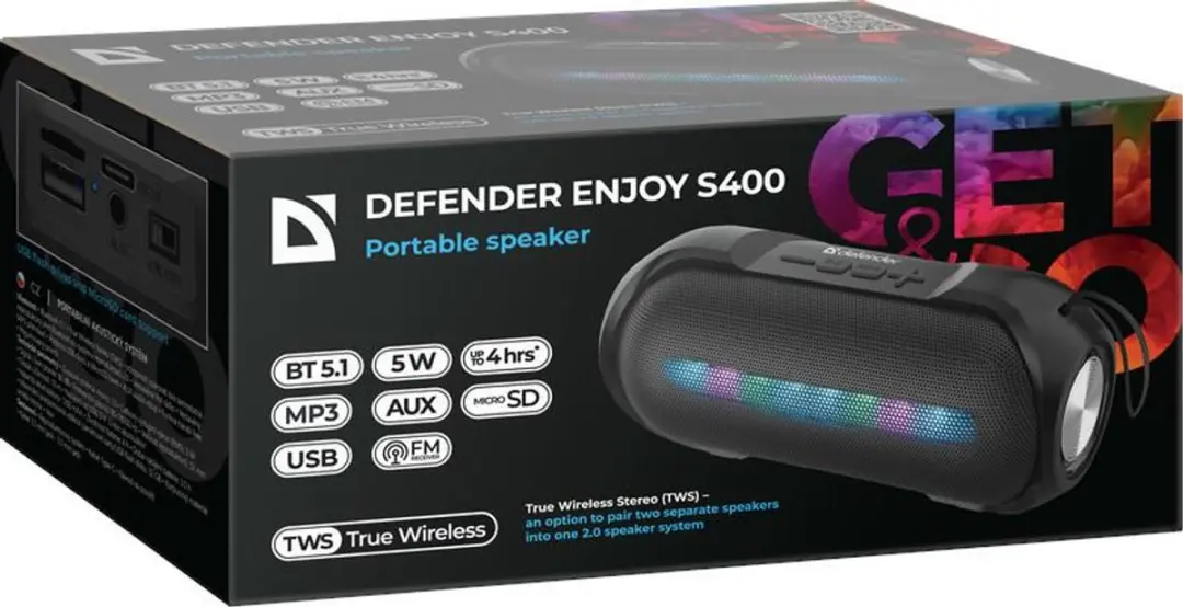 Defender Enjoy S400 Draadloze Bluetooth Luidspreker 5W - Zwart
