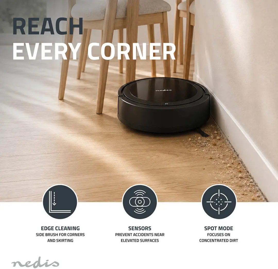 Nedis VCRO300BK Robotveger - Zwart