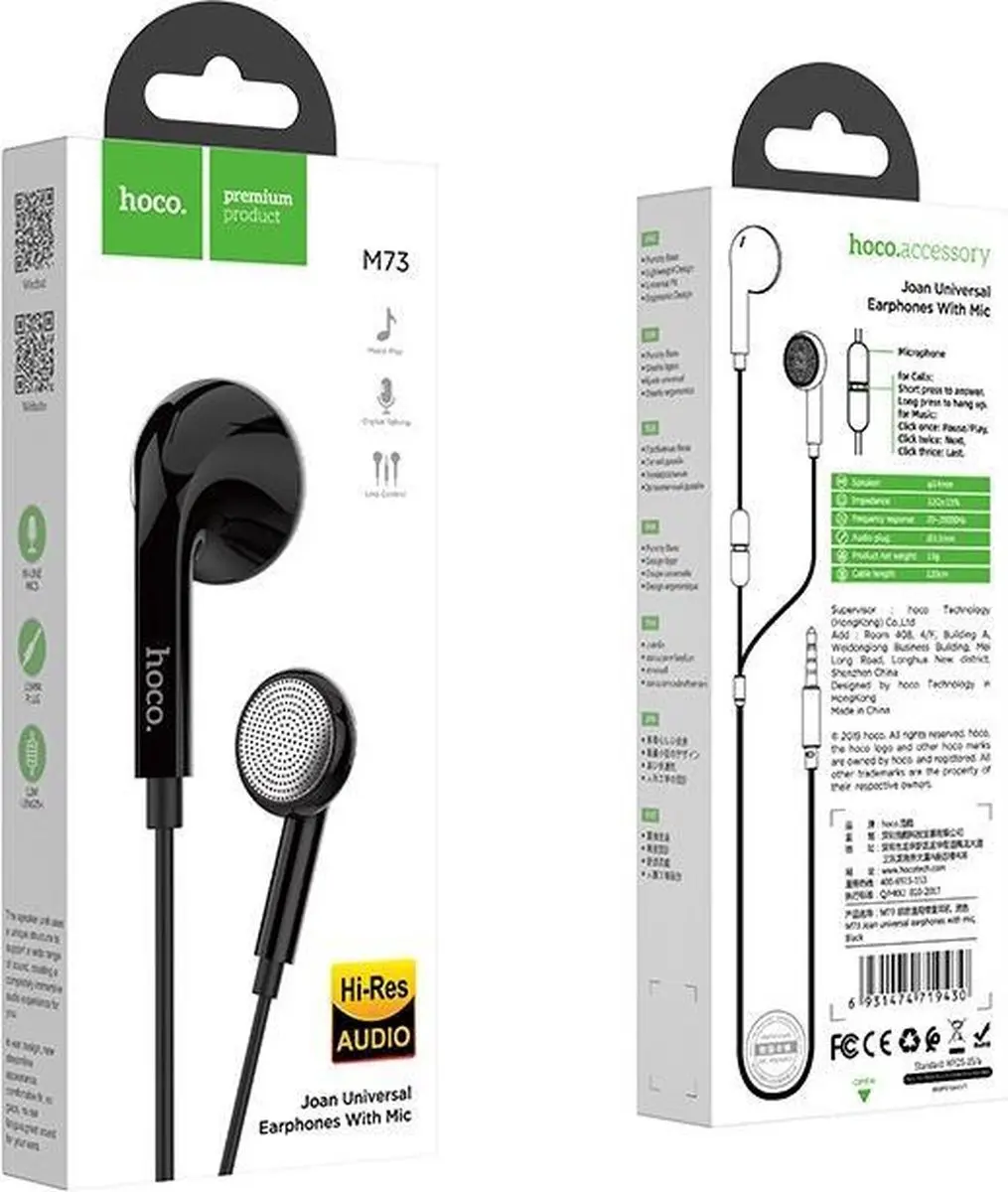 Hoco M73B Universele Oordopjes - Zwart - afbeelding 3 van 3