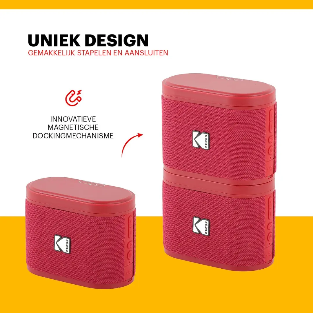 Kodak SoundBrix SBRIX2 Bluetooth Speaker - 5W - 2 Stuks - Rood
