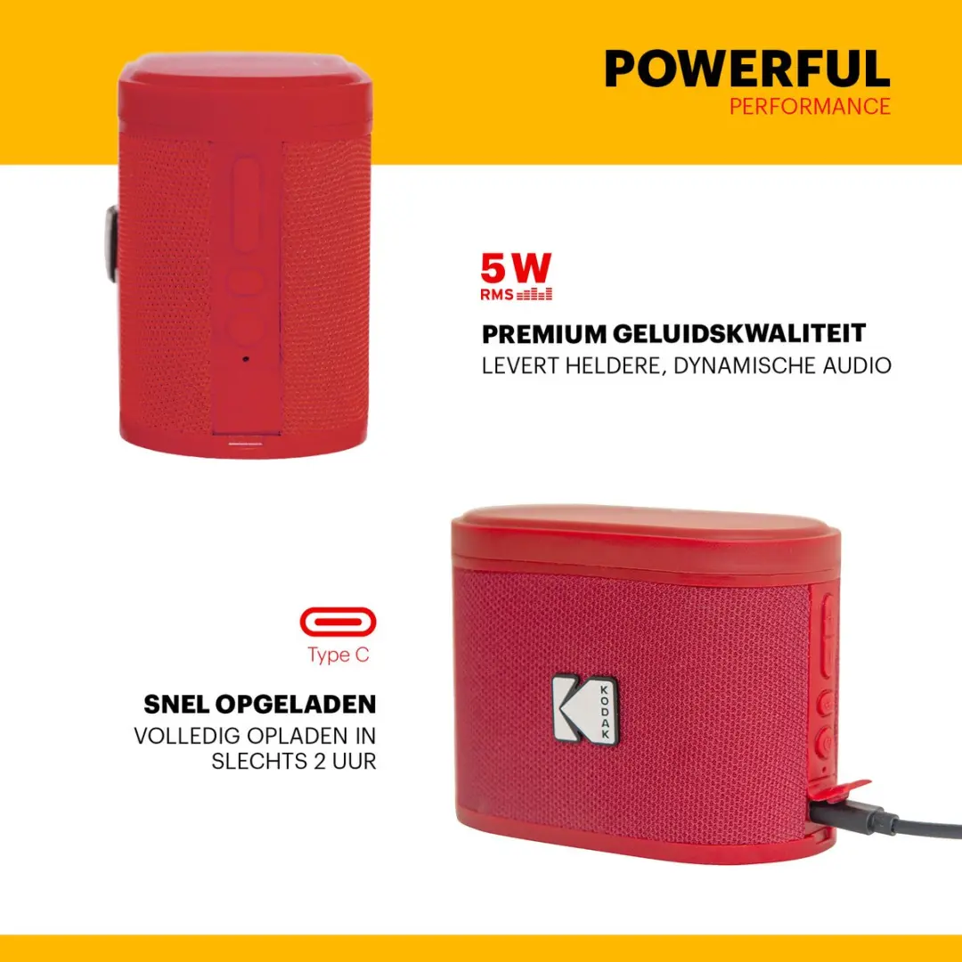 Kodak SoundBrix SBRIX2 Bluetooth Speaker - 5W - 2 Stuks - Rood