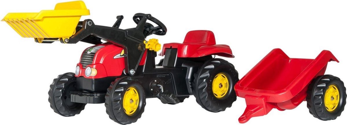 Rolly Toys Rollykid Rood - Traptractor Met Aanhanger en Frontlader