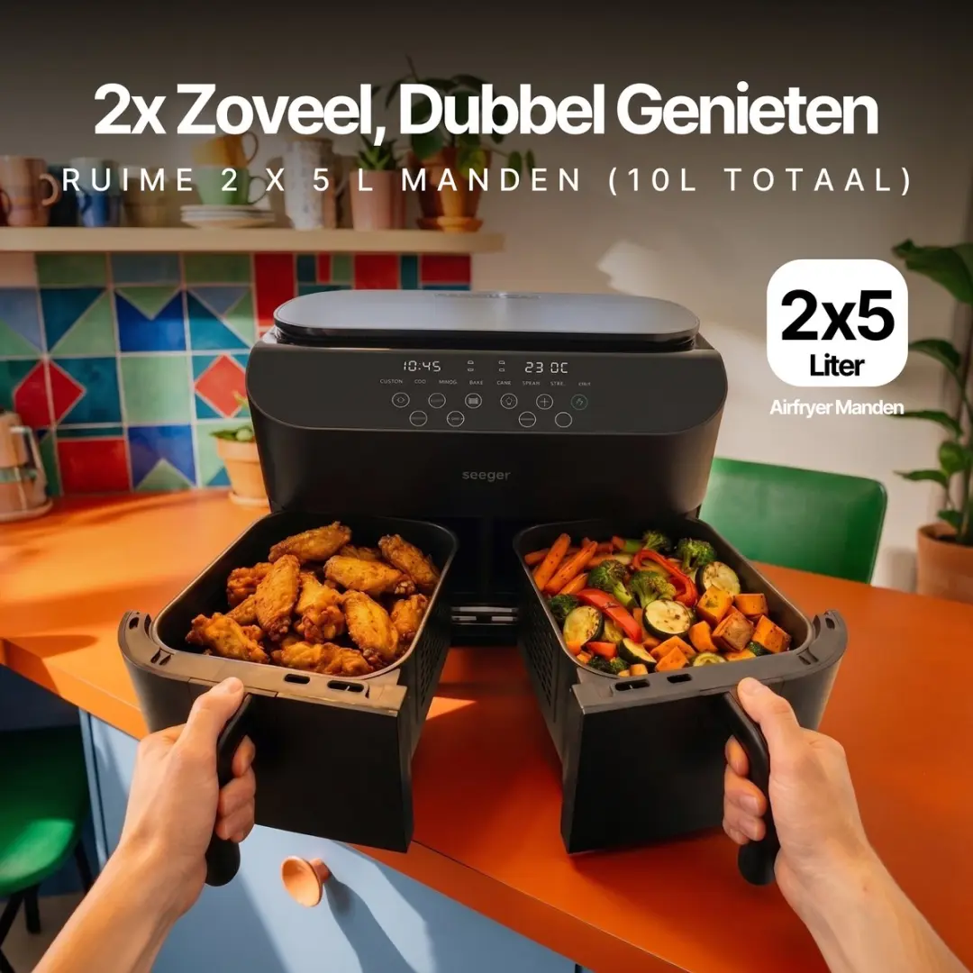 SEEGER TwoFry SGR1020BK Dubbele Airfryer 2x5L - 2450W