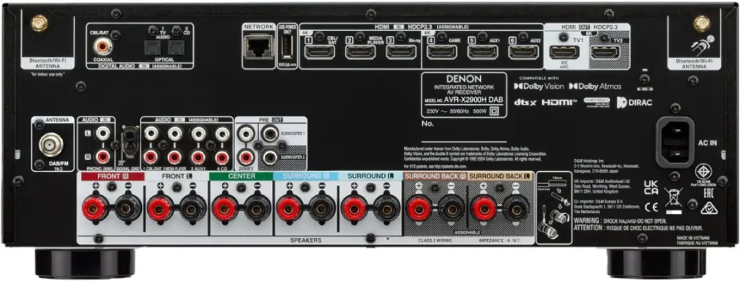 Denon AVR-X2900H AV-receiver - 95W - Zwart - afbeelding 3 van 6